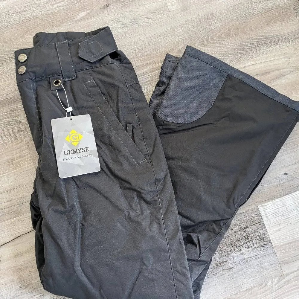 GEMYSE Kids Snow/Ski/Snowboarding Warm Insulated Waterproof Pants- Dark Grey - S